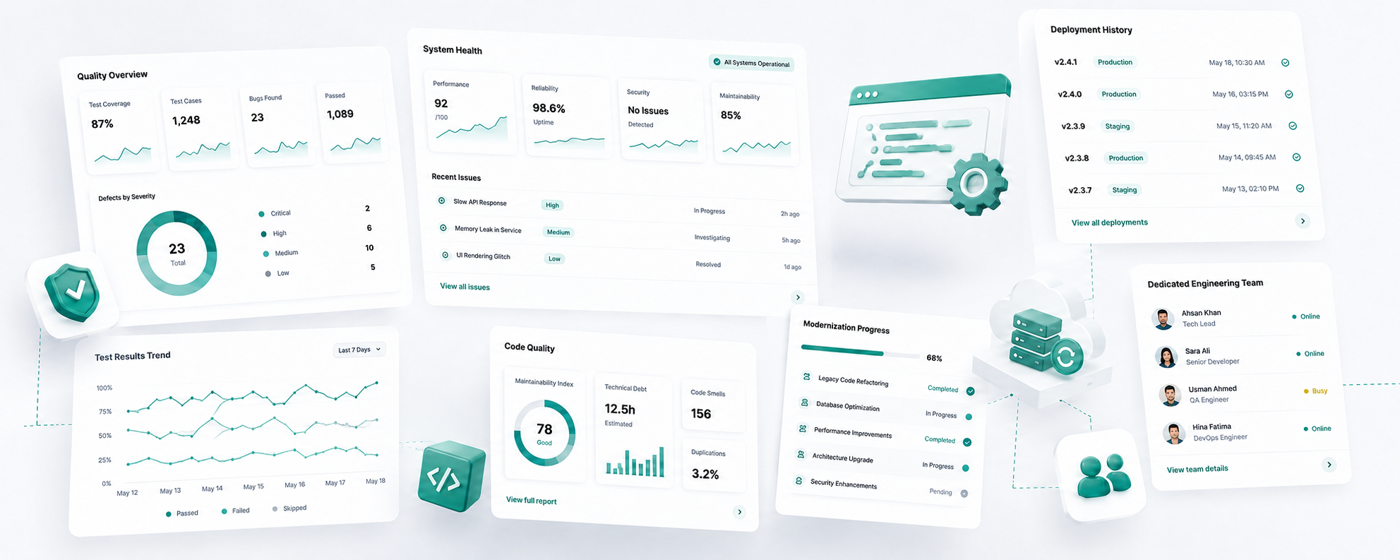Quality, Modernization & Engineering Support interface preview